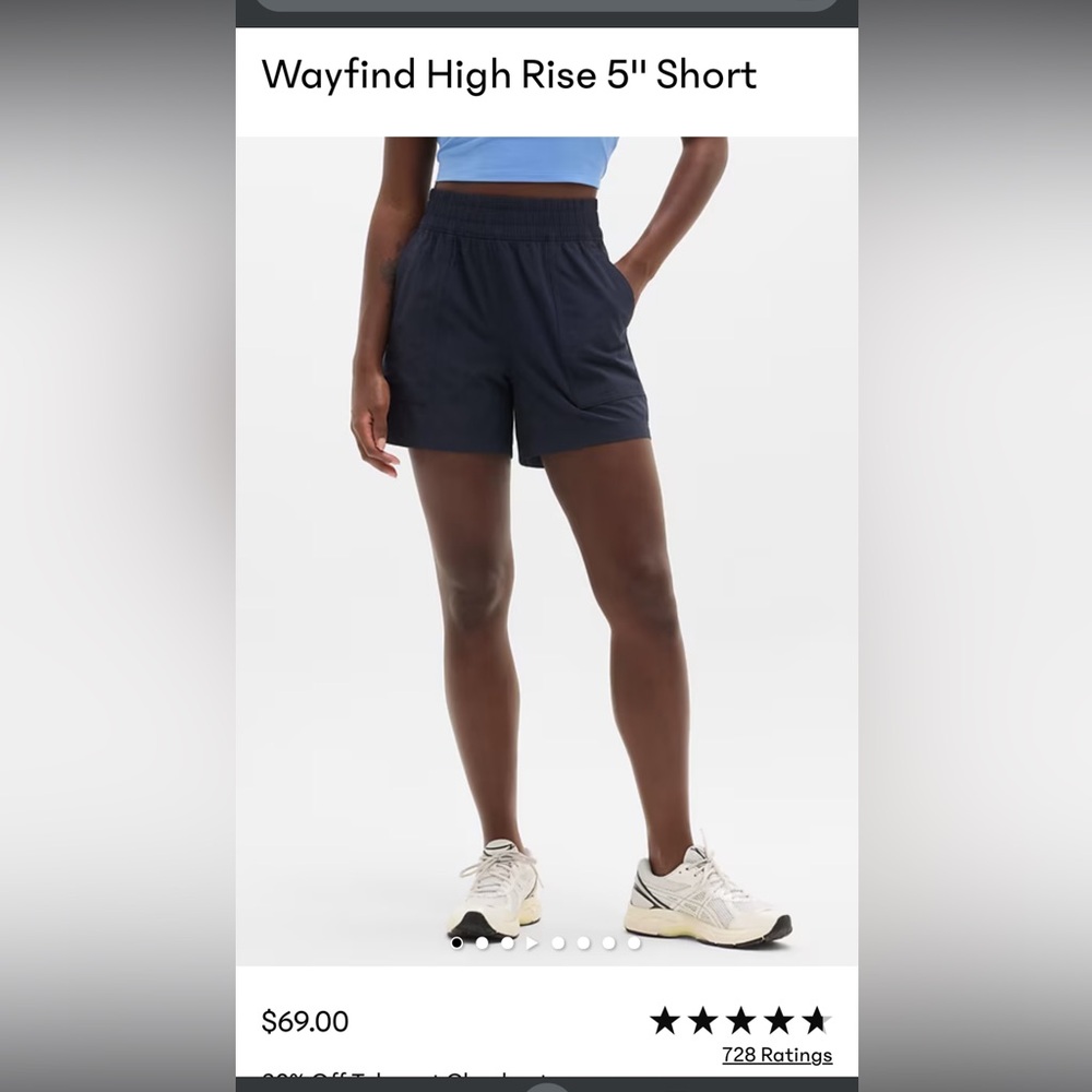 Athleta wayfind shorts 5in inseam- medium - navy blue